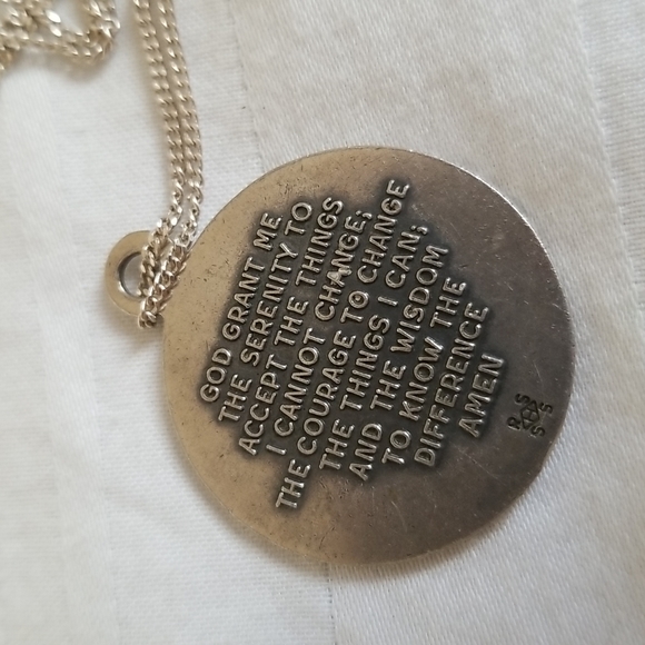 Sterling Silver Serenity Prayer Hands Necklace - Picture 4 of 6